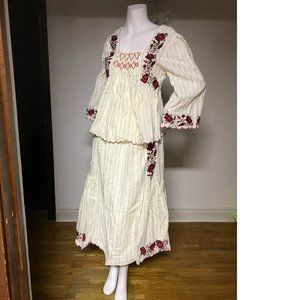 bbwm woman embroidery off white skirt top blouse set boho Polish Ukrainian folk